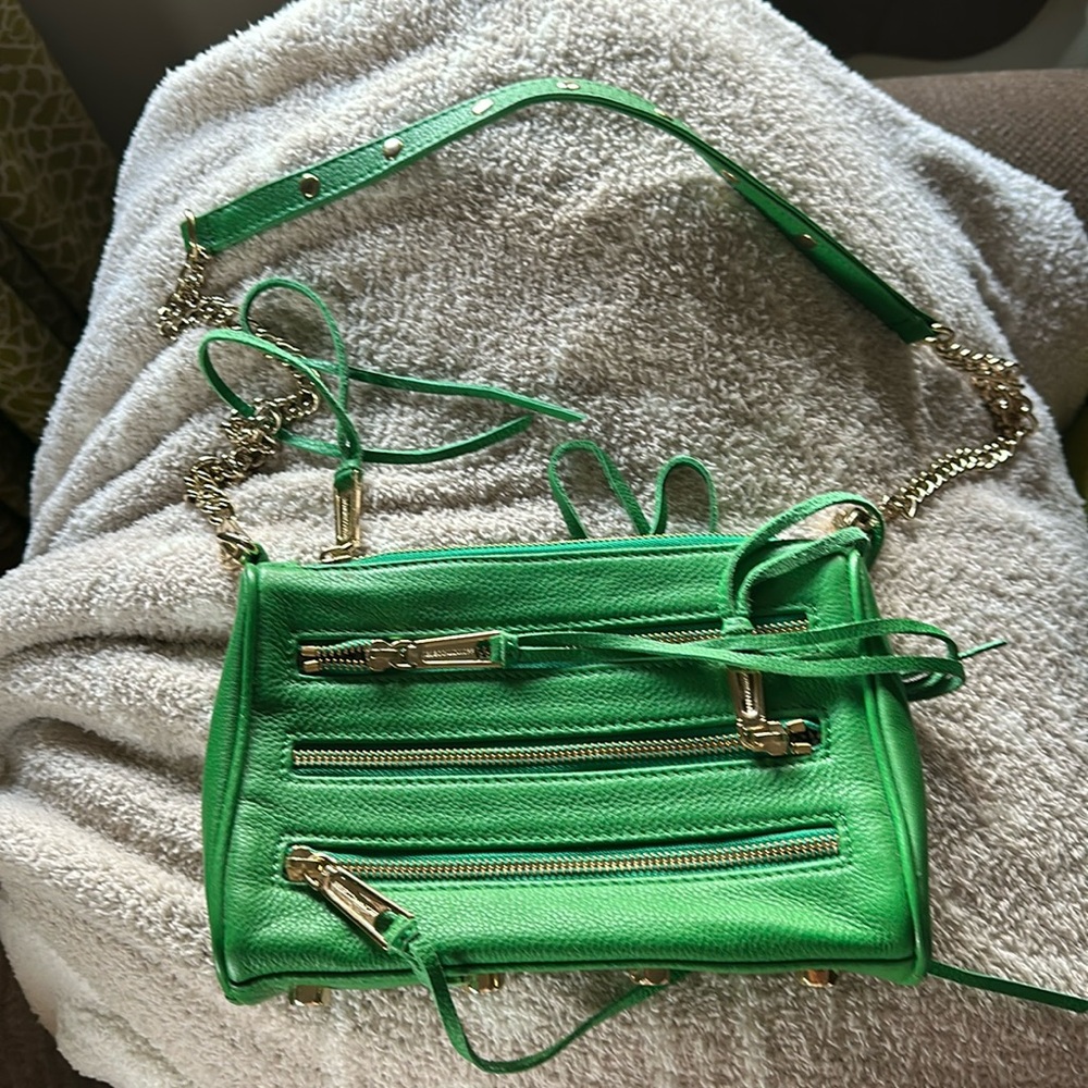 Rebecca Minkoff Green, 3 Zip Pocket, Crossbody Bag.